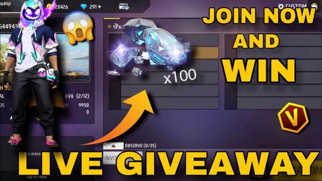 Free Fire Live Giveaway Custom Room | FF Live Team Code Giveaway | Free ...
