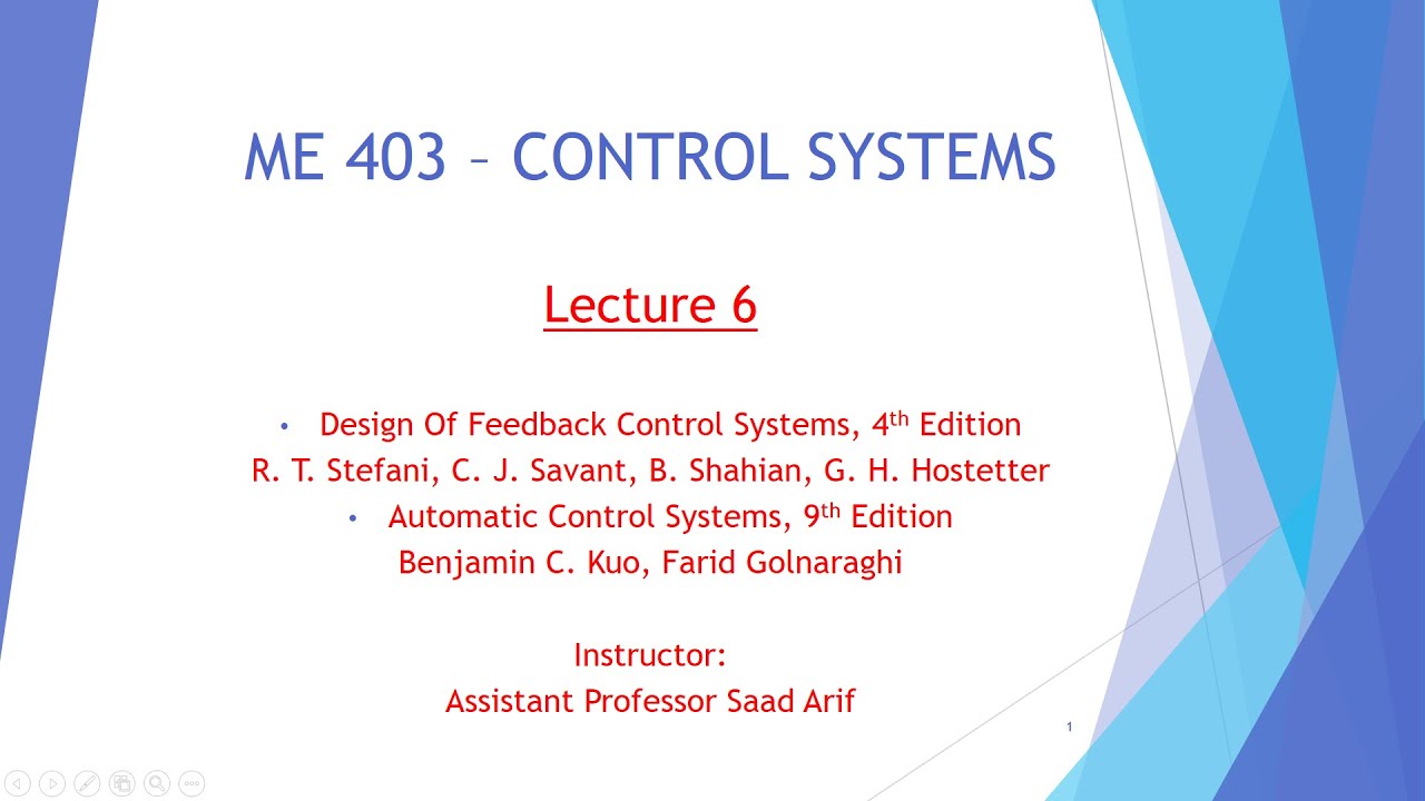 CONTROL SYSTEMS - Lecture 6 (part-1) - YouTube
