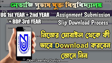 Netaji Open University Assignment Submission Slip Download Process 2023 | Open Learning Duniya