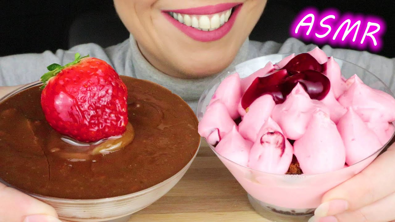 BLACK FOREST & CHOCOLATE - HAZELNUT MOUSSE CAKES 🍨 | No Talking | ASMR Mukbang  - 먹방 | Eating Sounds