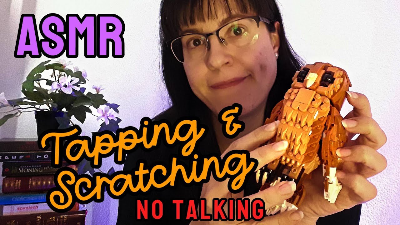 ASMR · 💛Lego Owl Trigger and More 🌜· Tapping and Scratching · NO TALKING · LOOPED WITH RAIN