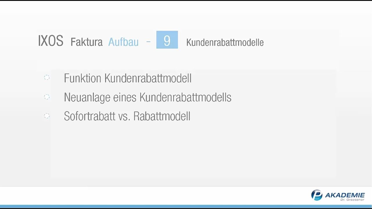Ixos Faktura 9 Kundenrabattmodelle Youtube