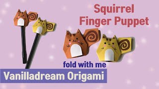 Easy Origami l Squirrel Puppet Folding l Animal Finger Puppet l Pencil Topper l Back to School