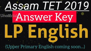 Assam TET 2019 : LP English : Answer Key (unofficial) : Grammar Gyan