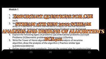 Analysis and designs of algorithms important questions for 2022 scheam 4th semester CSE stream