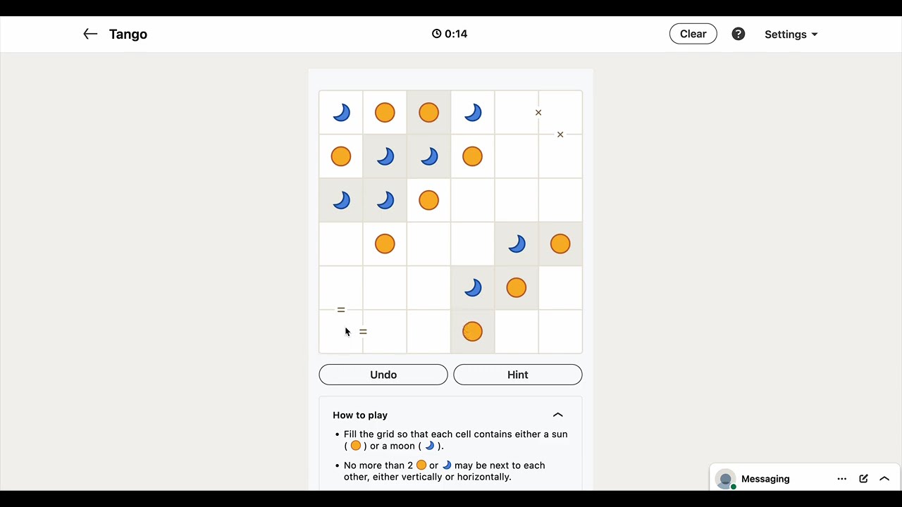 LinkedIn Games - Tango #80