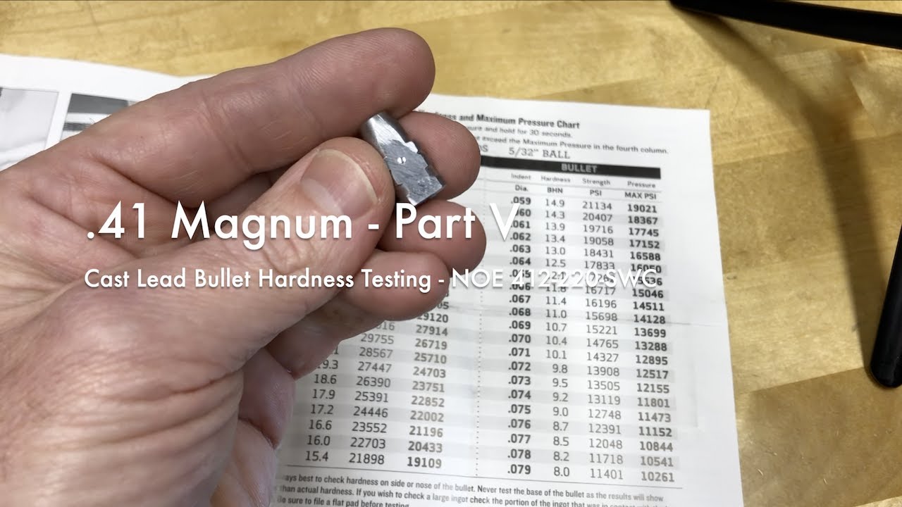 .41 Magnum Part V Cast Lead Bullet Hardness Testing NOE 412220