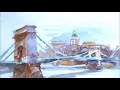 Buda Castle and Chain Bridge Watercolor Plein Air Painting in Budapest