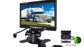 AMPrime DC 12V-24V 7"TFT LCD Car Monitor Display + 4 Pin IR Night Vision Rear View Camera for Bus Tr