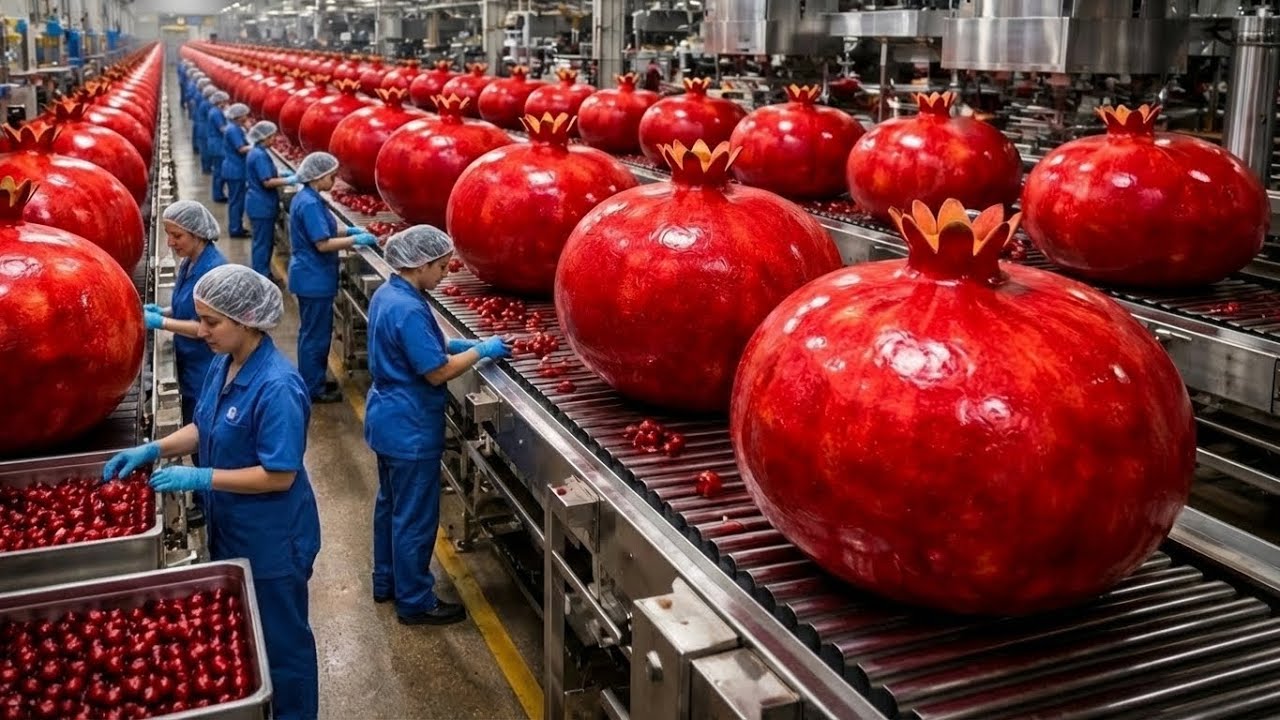 Inside A Factory From Fresh Pomegranates Processed Into Premium Juice Bottles Full Process