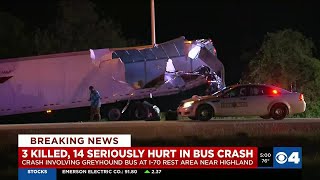 3 dead 14 injured in Greyhound bus crash along I-70 near Highland Illinois