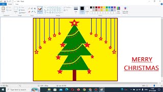 How to draw Christmas Tree in computer using Ms Paint | Xmas Tree Drawing. #christmasdrawing