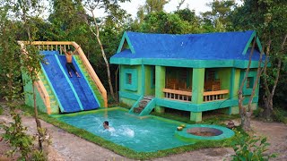 How To Build Complete Resort House, Private Well Water \& Water Slide Park Underground Swimming Pool