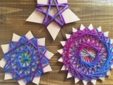 10角形 角形の切り紙 台紙を使った毛糸の飾り 作り方 5 How To Make Cut Paper Flower Decagon Square Shape Icosagon Youtube