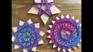 10角形 20角形の切り紙・台紙を使った毛糸の飾り 作り方 5-④❤︎How to make cut paper/flower/decagon/20 square shape・icosagon❤︎
