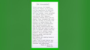 How to introduce yourself in english|| introduce yourself in interview|self introduction in english