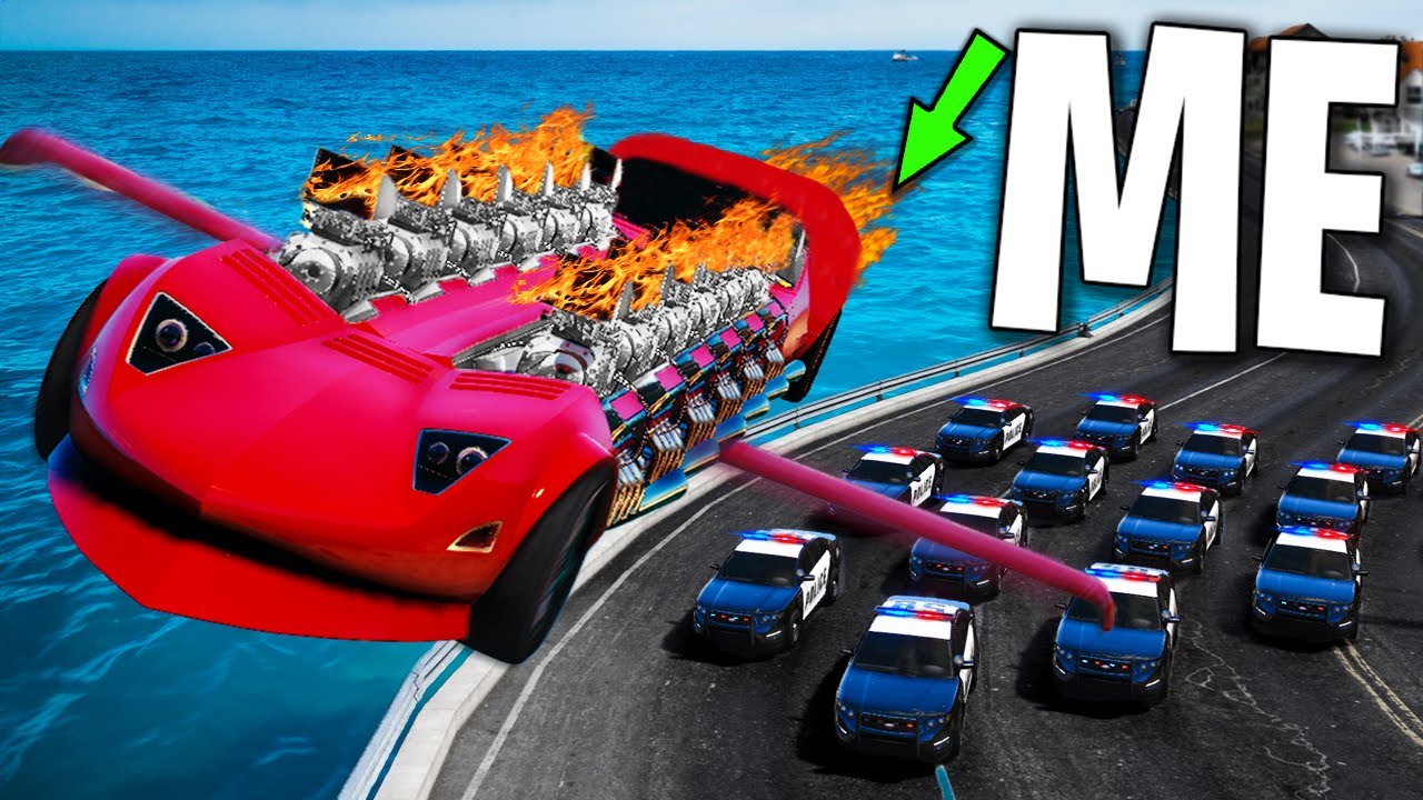 Trolling Cops with 1000HP Flying Engine Car on GTA 5 RP