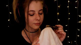 ASMR | 1h relaxing storm towel sounds - rain, thunder, wind, no talking - for sleep & to study