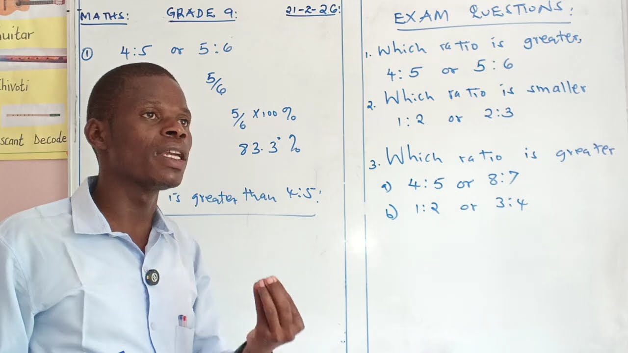 EXAM QUESTIONS 2 GRADE 9 - (RATIOS AND PROPORTIONS JSS GRADE 9 MATHS TOPIC 1 NUMBERS ).