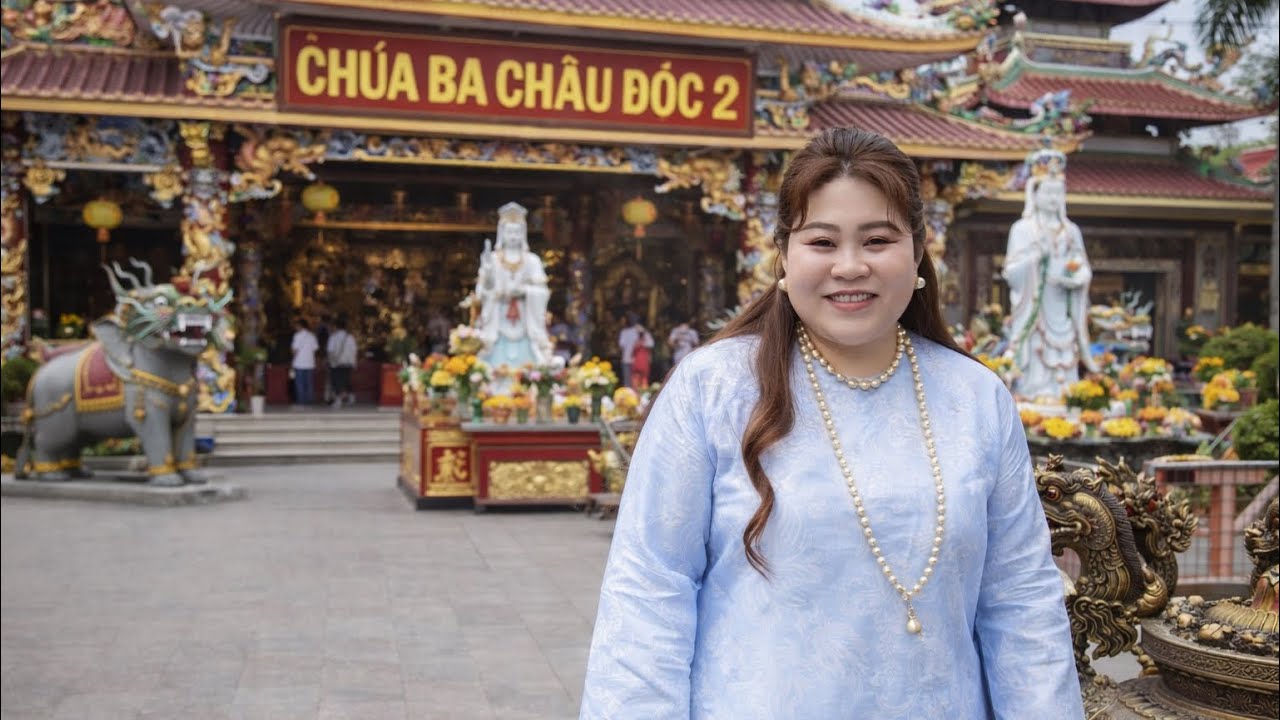 Thủy Lê viếng chùa bà châu đốc 2 nhà bè 