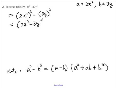 MA 119 Final Review 28 Factor – Difference of two cubes