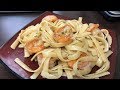 Shrimp Scampi with Fettuccine.