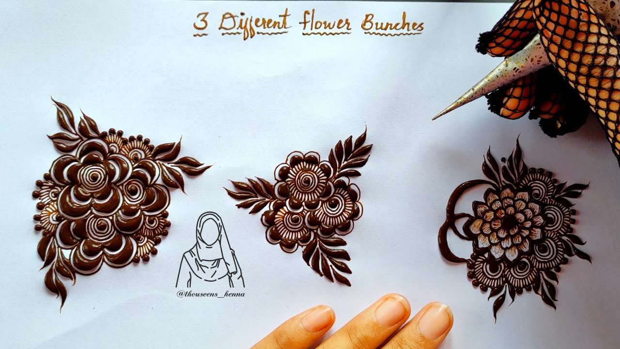 How to: 3 Different floral henna bunches || Beautiful 3 different henna bunches