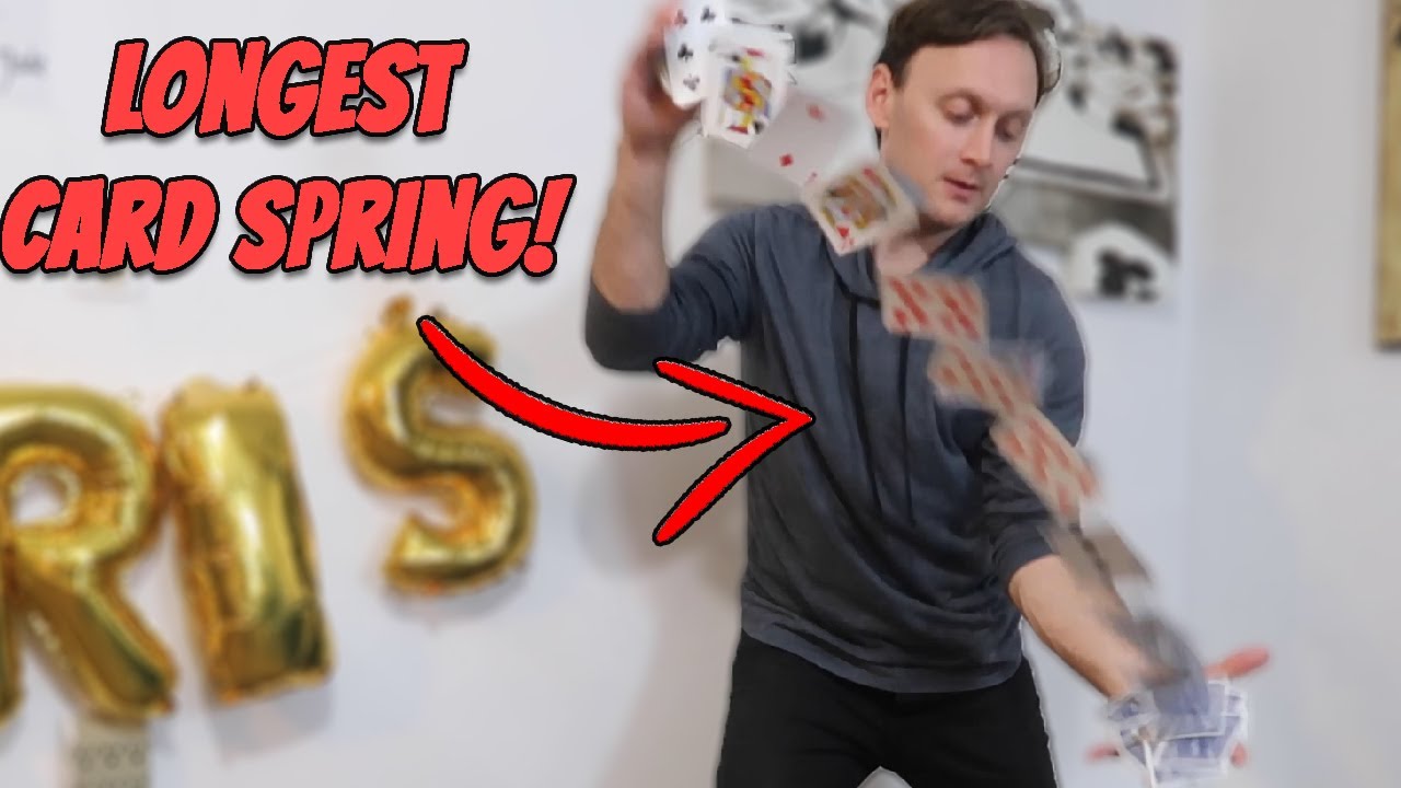 Trying to do the LONGEST Card Spring! (Revealing Photos from my Magic Photo Shoot too)