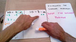 Solving linear equations with negatives (more challenging examples)