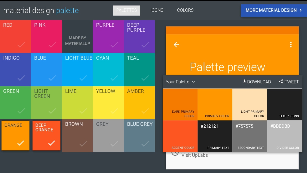 Material Design Colors Palette YouTube