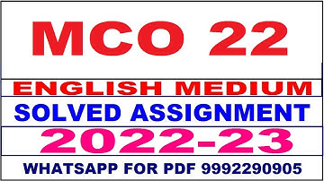 mco 22 solved assignment 2022-23 in english | mco 22 solved assignment 2022-23 | mco 22 2023