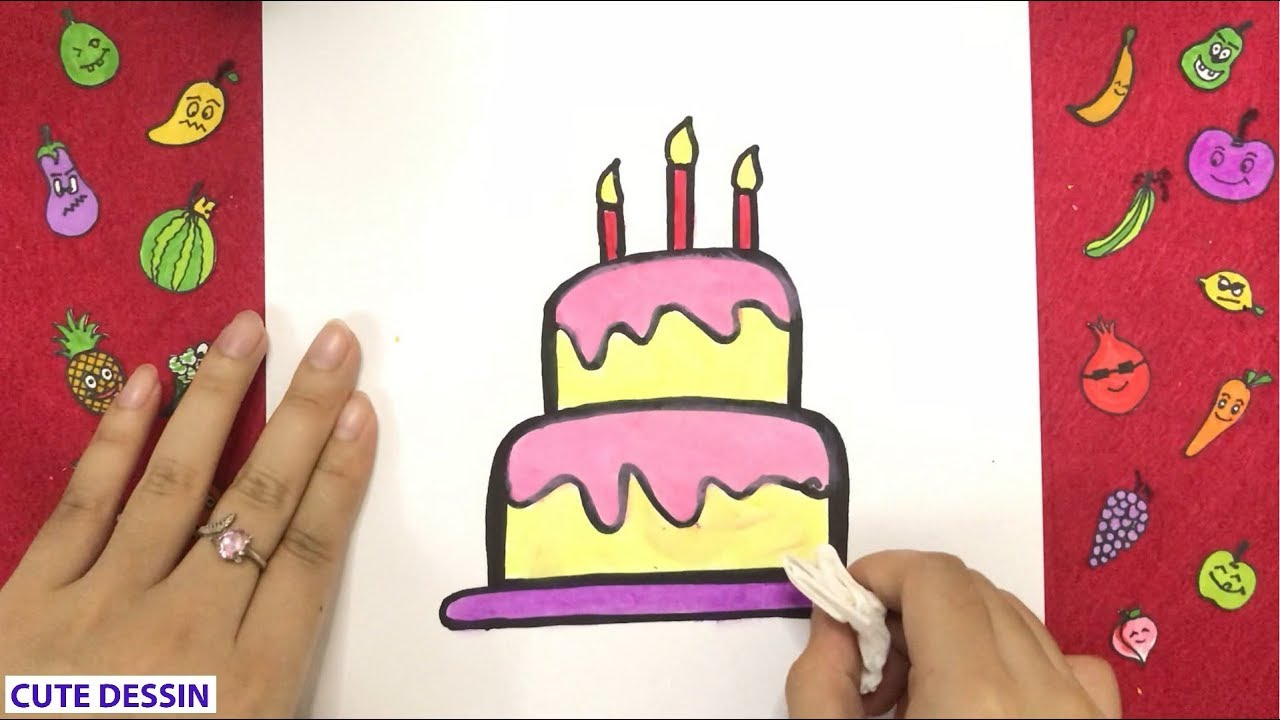 Comment Dessiner Et Colorier Un Gateau D Anniversaire Mignon Facilement Etape Par Etape 1 Dessin G Social Useful Stuff Handy Tips