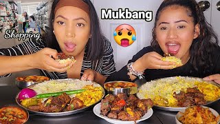 Nepali Mukbang Dal Bhat Tarkari/Masu Bhat Mukbang With Rachana/Spicy Mutton Curry With Rice 🥵.
