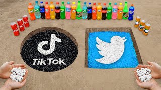 Diy Tiktok, Twitter Logos In The Holes With Popular Sodas, Mentos & Orbeez