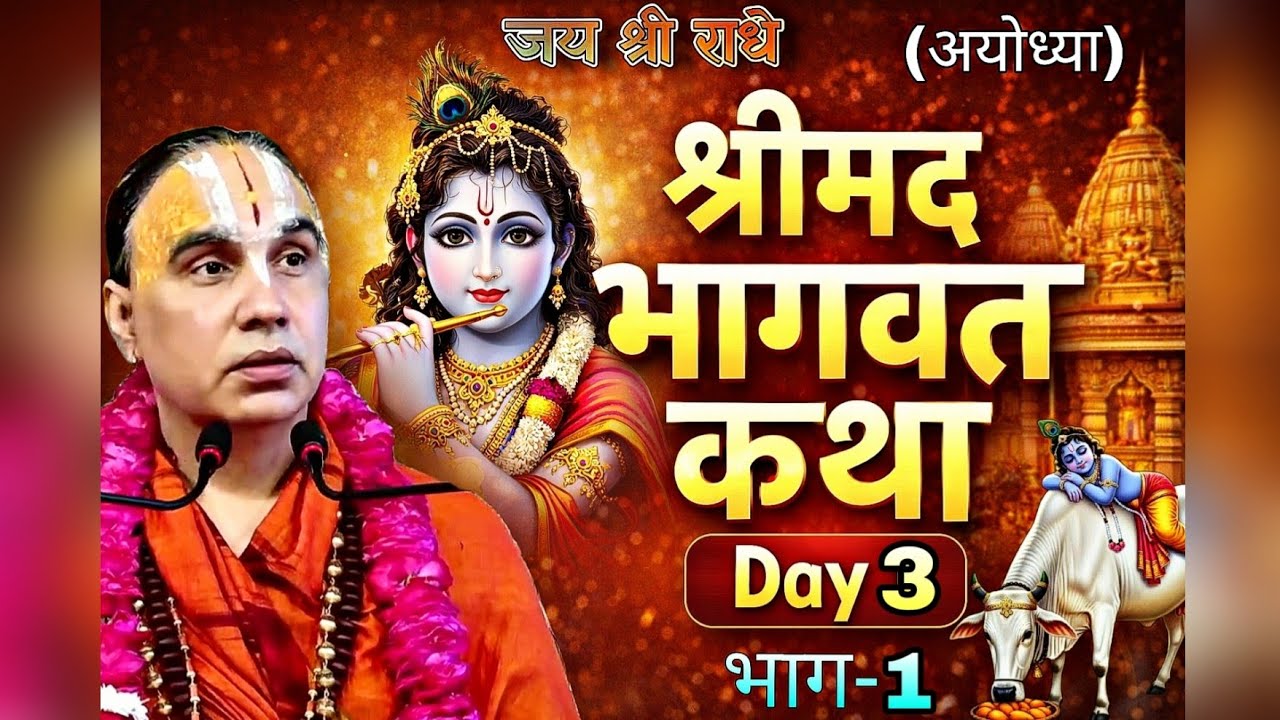 श्रीमद् भागवत कथा Day - 3 (Part-1) || स्वामी श्री राघवाचार्य जी महाराज 🙏🚩 || अयोध्या