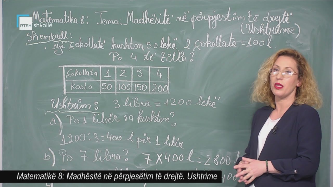 Matematikë 8 - Madhësitë në përpjesëtim të drejtë. Ushtrime.