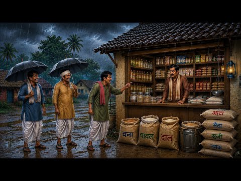 बारिश में गरीब दुकानदार की किस्मत | Hindi kahani | Hindi cartoon | Moral stories | cartoon story
