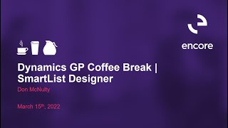 SmartList Designer in Dynamics GP Profile