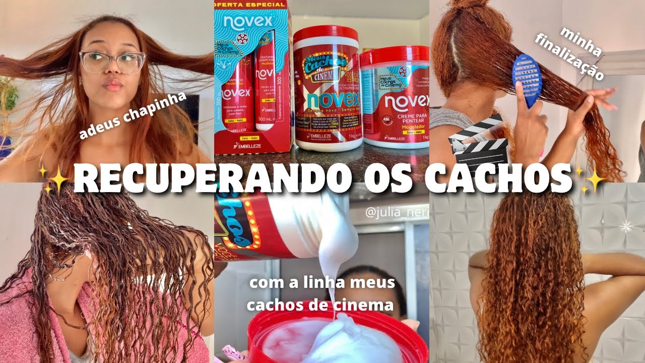 ROTINA CAPILAR COM NOVEX MEUS CACHOS DE CINEMA 🎬❤️ | cabelo pós chapinha | minha finalização