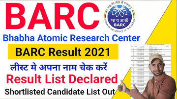 BARC Shortlisted Candidates List for Written Test | BARC Candidate Screen in And Screen Out Declared