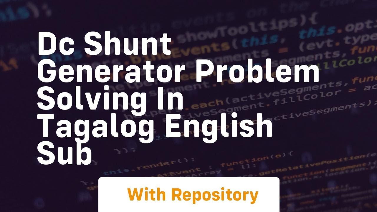 Dc shunt generator problem solving in tagalog english sub