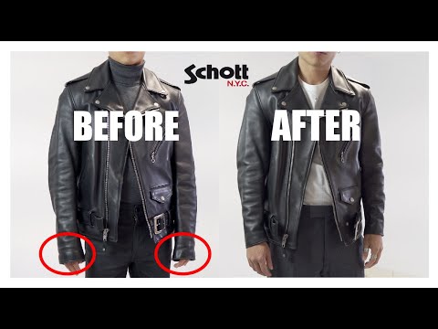 SchottNyc Biker लेदर जैकेट स्लीव्स और अल्टीमेट स्टाइल को छोटा कैसे करें?