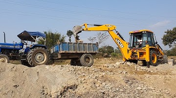 JCB Backhoe Machine Loading Stone in Tractor - JCB 3DX Video