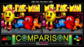 Ms. Pac-Man (Sega Genesis vs SNES) Side by Side Comparison | VCDECIDE
