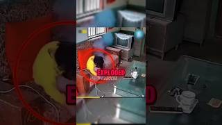 phone EXPLODED on her 🫣 #shorts #funny