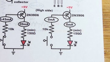 PNP bipolar junction transistor BJT as a switch circuit for learning electronics lesson 0013