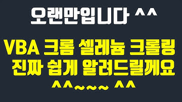 엑셀(VBA)로 크롬, 셀레늄 사용 크롤링하기. 쉽게 쉽게 알려 드릴께요~~~