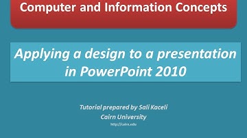 Applying a theme or design to a presentation in PowerPoint 2010