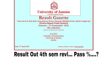 UG 4th Semester Re-evaluation   Result Out New Update of Jammu University