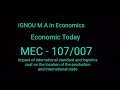 impact of international standard & logistics cost on location of production & international trade